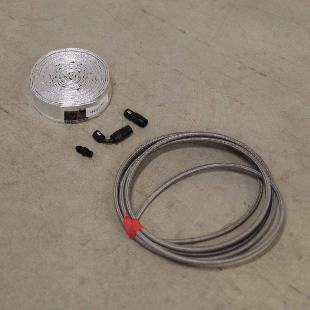 Garret Oil in Kit Turbo 1 x Straight + 1 x 90 Degree AN4 + Alu Heat Shield