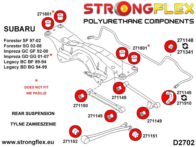 Rear suspension bush kit