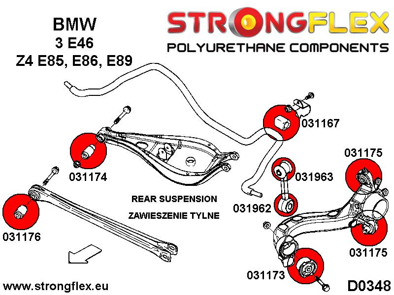 Rear suspension bush kit SPORT