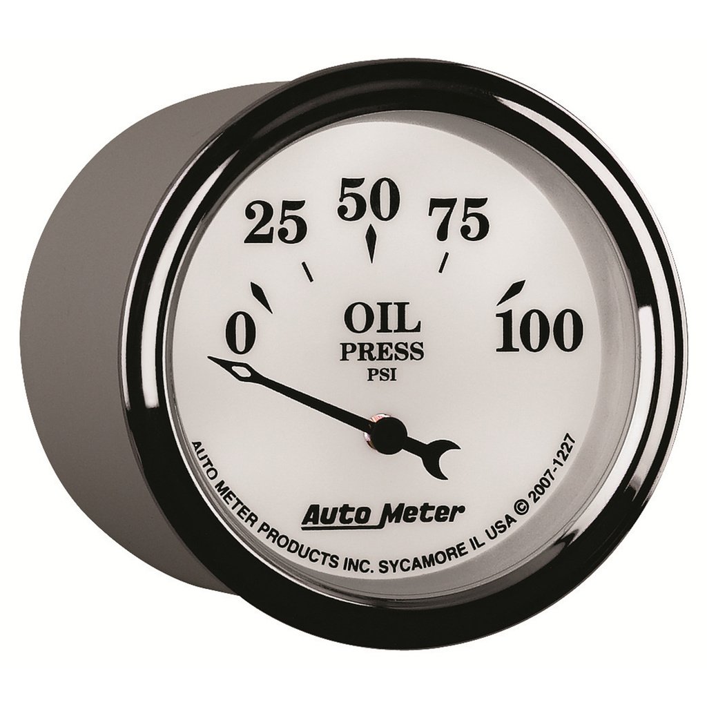 2-1/16" Oil Pressure, 0-100 Psi, Old-Tyme White Ii