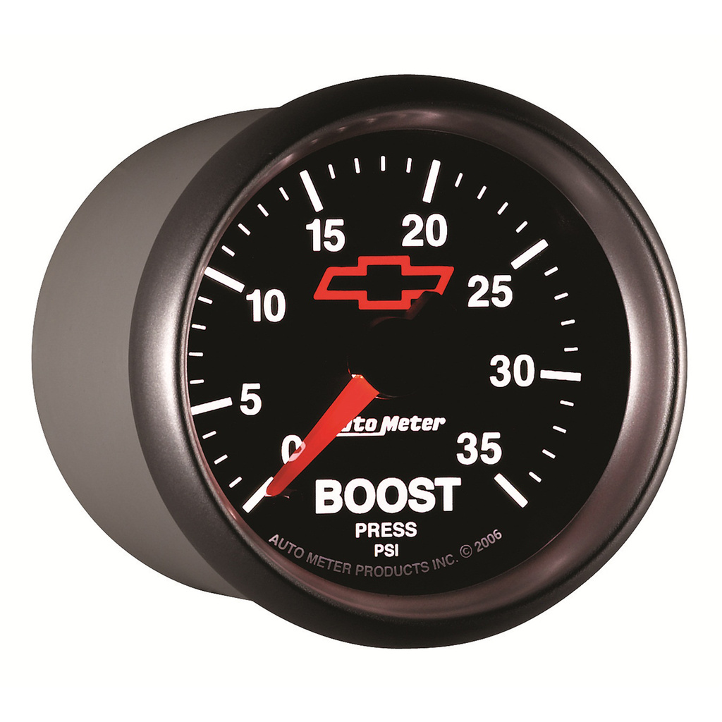 2-1/16" Boost, 0-35 Psi, Chevy Red Bowtie, Black