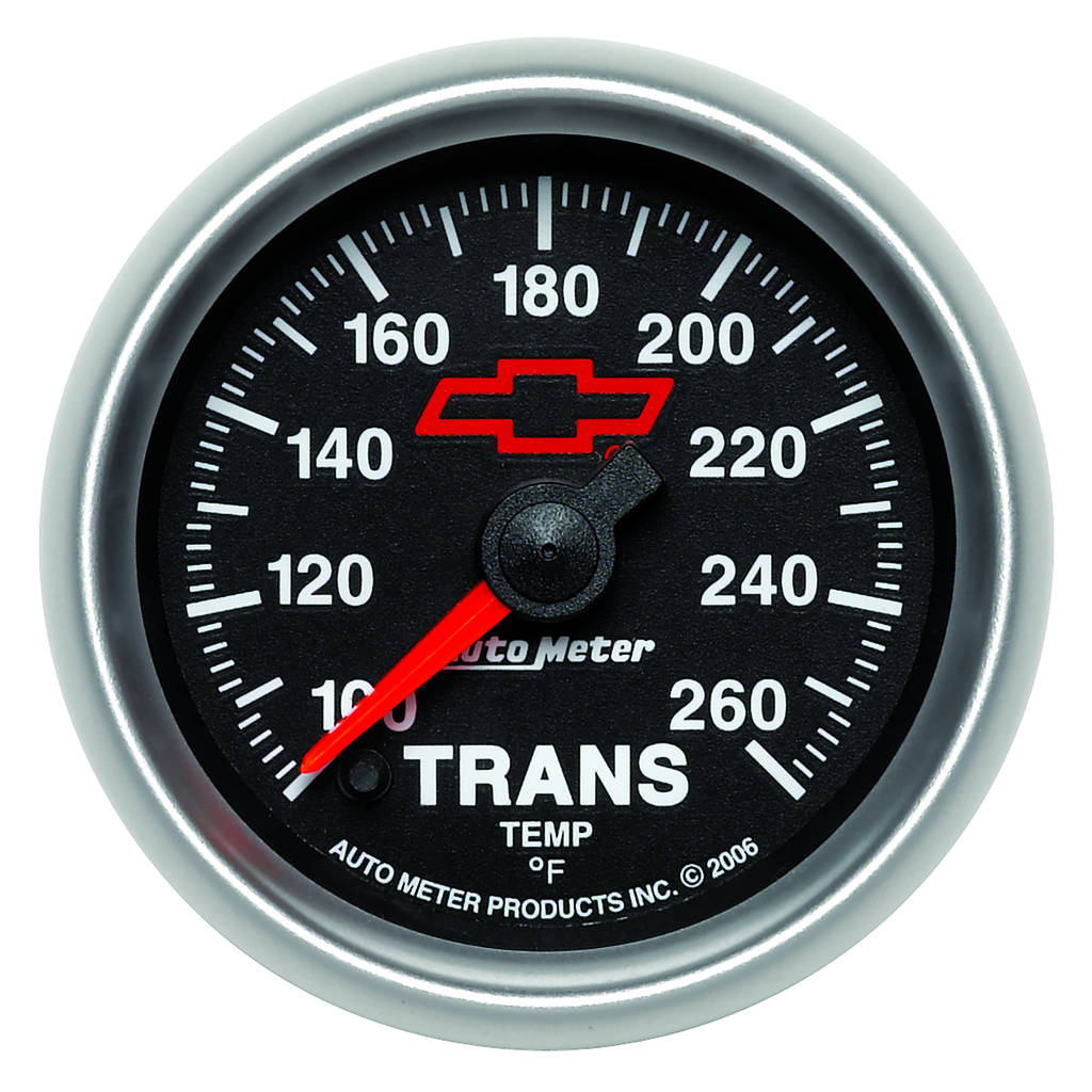 2-1/16" Transmission Temperature, 100-260 °F, Chevy Red Bowtie, Black