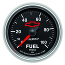 2-1/16" Fuel Pressure, 0-100 Psi, Chevy Red Bowtie, Black