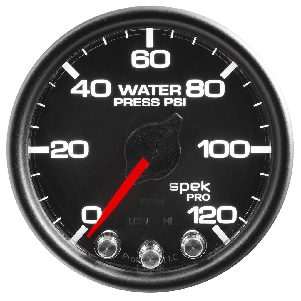 2-1/16" Water Pressure, 0-120 Psi, Spek-Pro, Black/Black