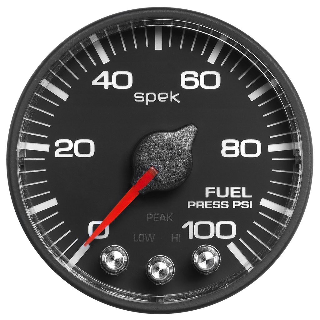 2-1/16" Fuel Pressure, 0-100 Psi, Spek-Pro, Black/Black, Ecu